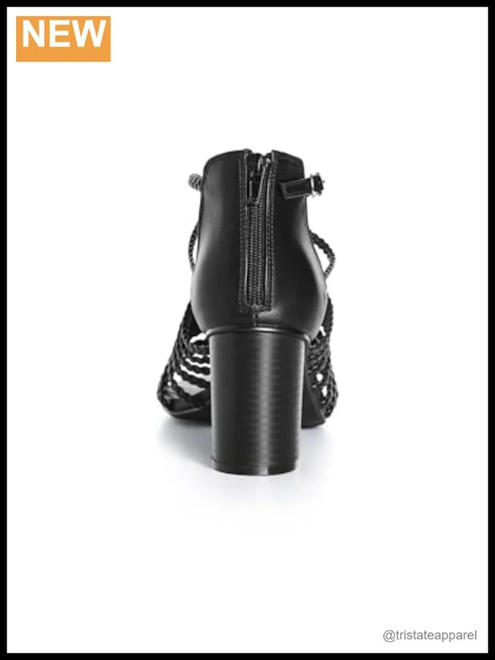 Wide Fit Braided Block Heel Open Toe Zip Pumps
